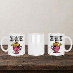 Little Miss Glued To Her Phone Mug back view - printed product by Perrys Prints