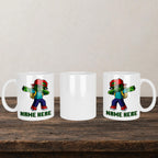 Minecraft Inspired Personalised Gamer Mug back view - white ceramic printed mug by Perrys Prints