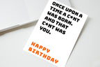 Once Upon A Time A Cunt Was Born Card front view - funny greeting card by Perrys Prints