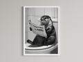Otter Black And White On Toilet Print