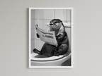 Otter Black And White On Toilet Print Wall Art Print back view - printed product by Perrys Prints