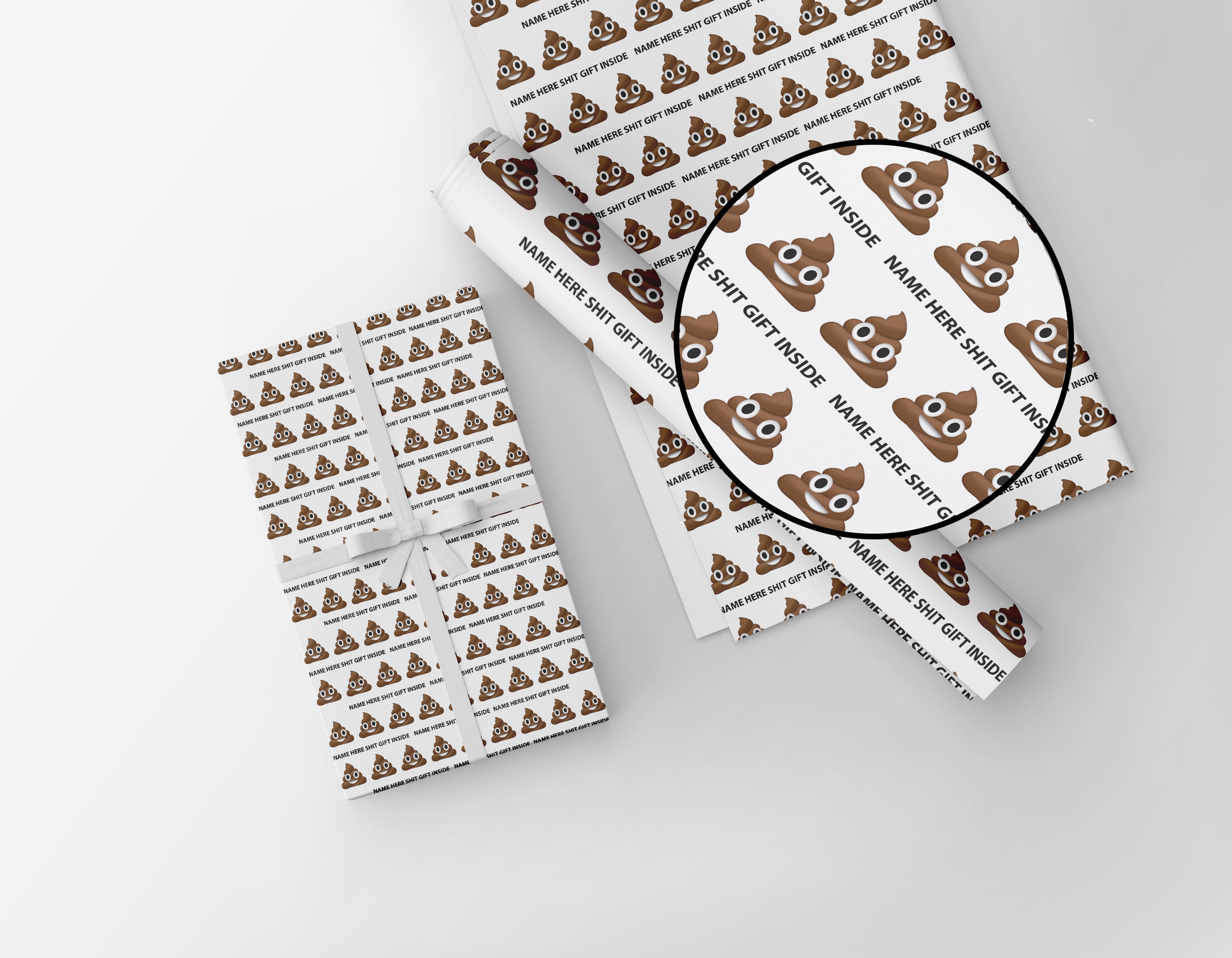 Poo Emoji Personalised Shit Gift Inside Wrapping Paper