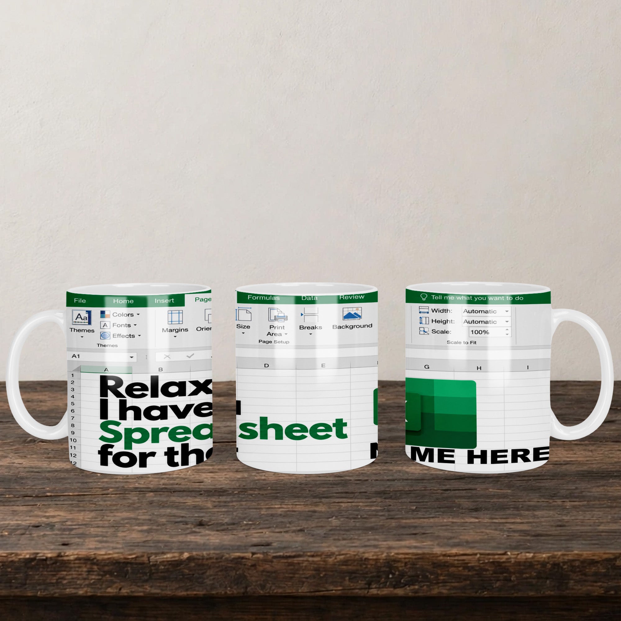 Relax I Have A Spreadsheet For That Mug back view - white ceramic printed mug by Perrys Prints