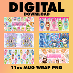 Pink Doll Cartoon 11oz Mug Bundle Png Digital Download front view - white ceramic printed mug by Perrys Prints