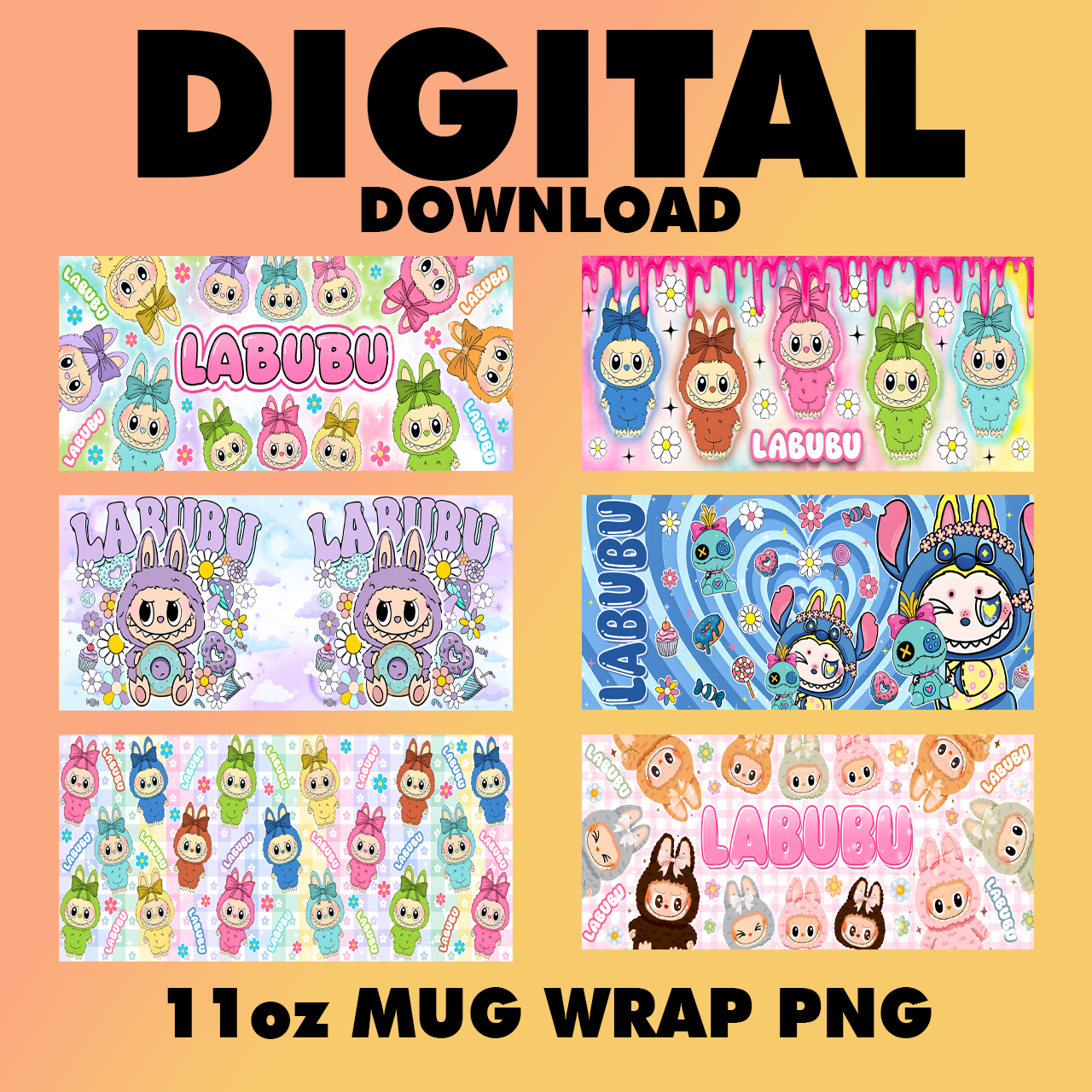 Pink Doll Cartoon 11oz Mug Bundle Png