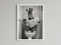 Zebra Black And White On Toilet Print