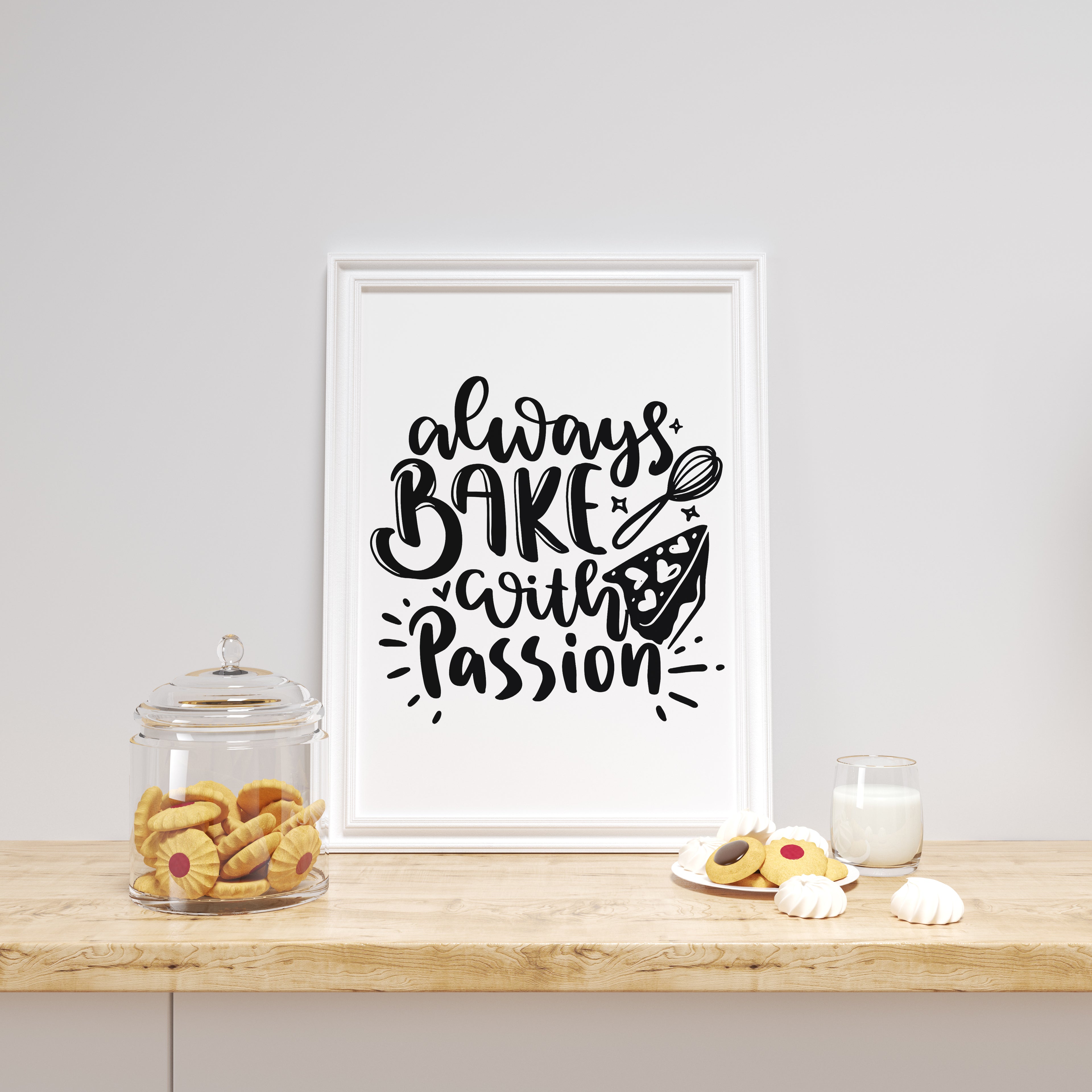 Always Bake With Passion Wall Art Print