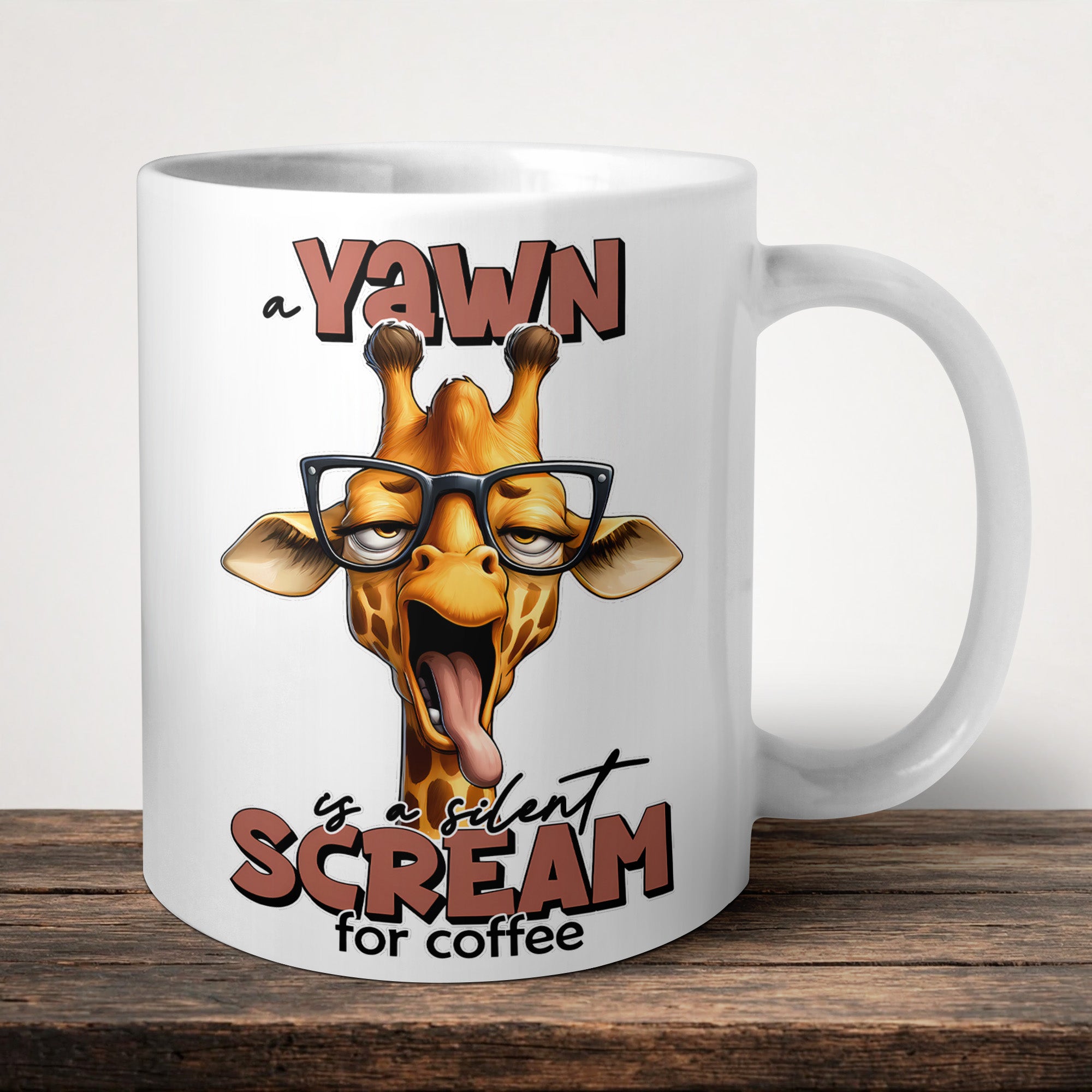 A Yawn Is A Silent Scream Mug front view - white ceramic printed mug by Perrys Prints