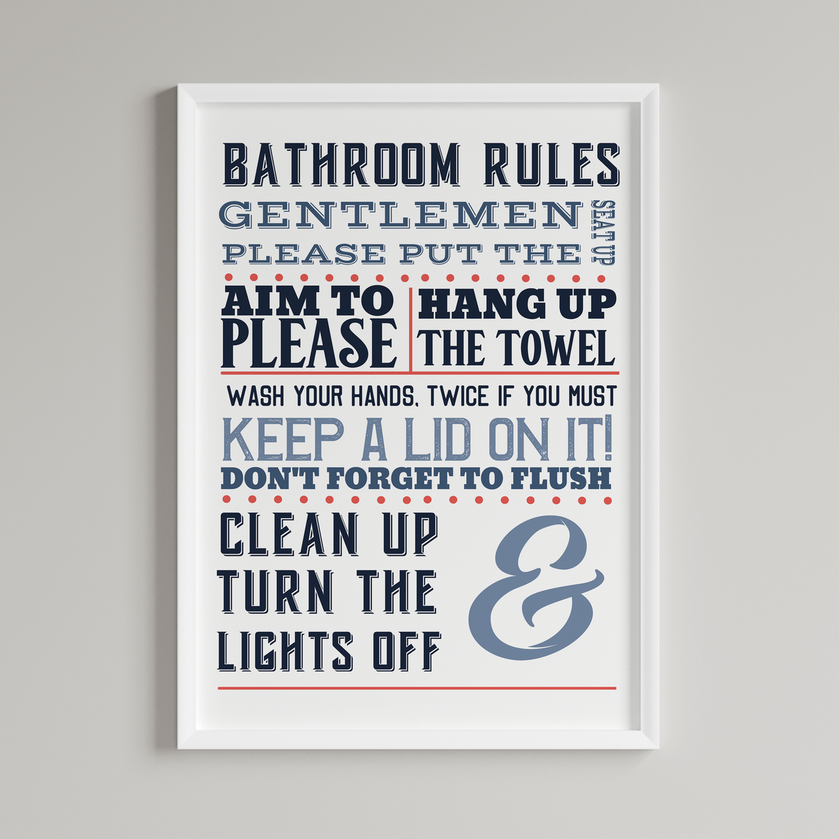 Bathroom Rules Wall Art Print