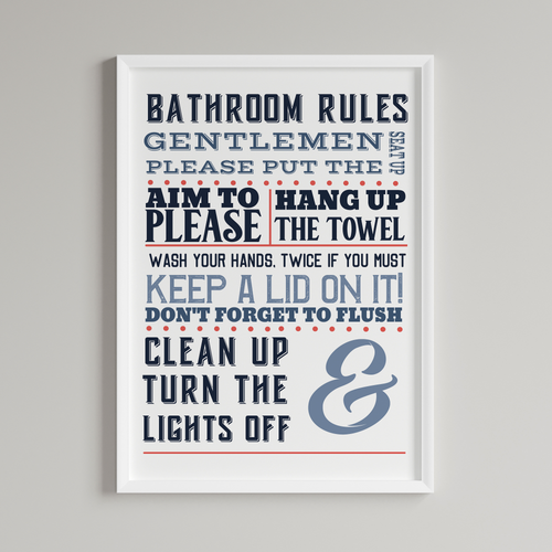 Bathroom Rules Wall Art Print
