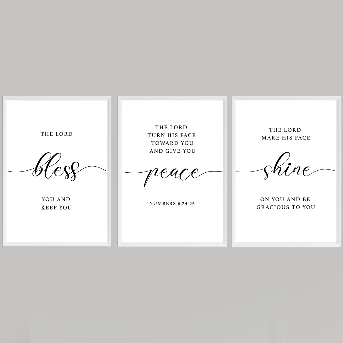 Bless Peace Shine Three Piece Picture  Wall Art Print