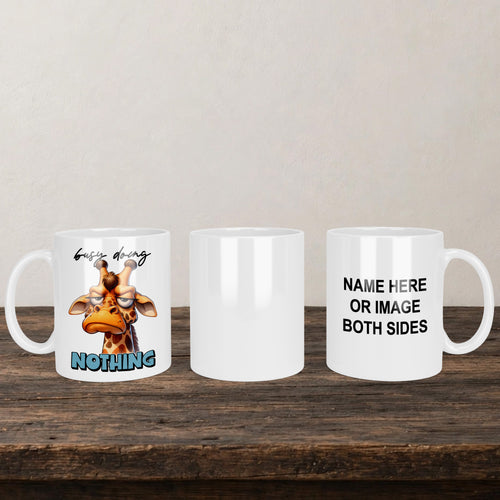 Busy Doing Nothing Mug back view - white ceramic printed mug by Perrys Prints