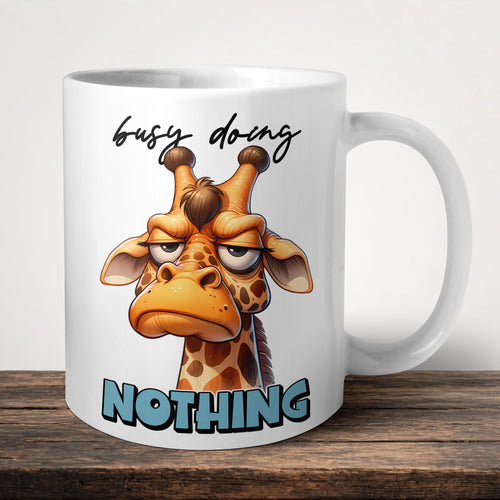 Busy Doing Nothing Mug front view - white ceramic printed mug by Perrys Prints