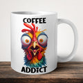 Coffee Addict Mug front view - white ceramic printed mug by Perrys Prints