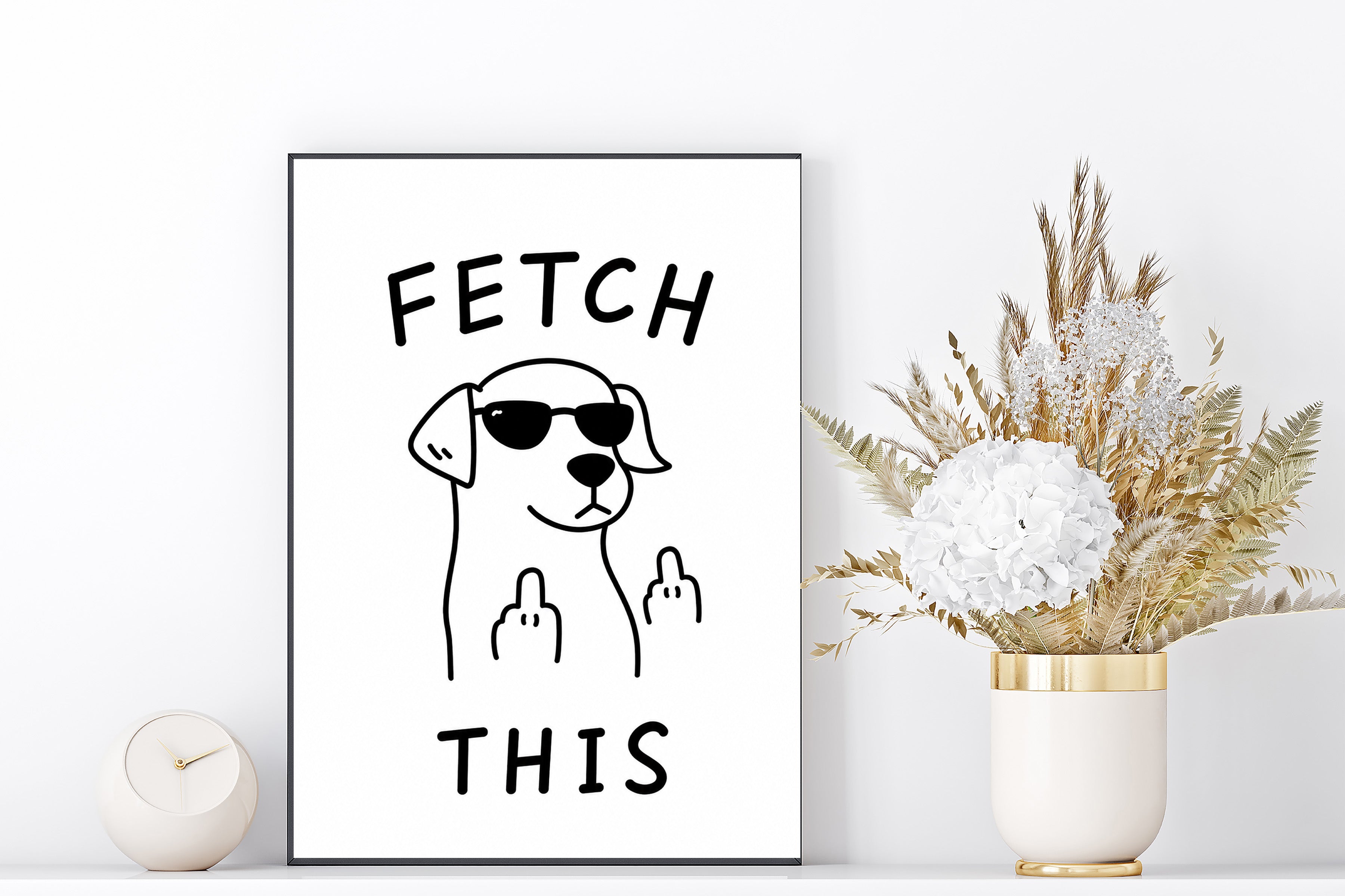 Fetch This Black And White Wall Art Print