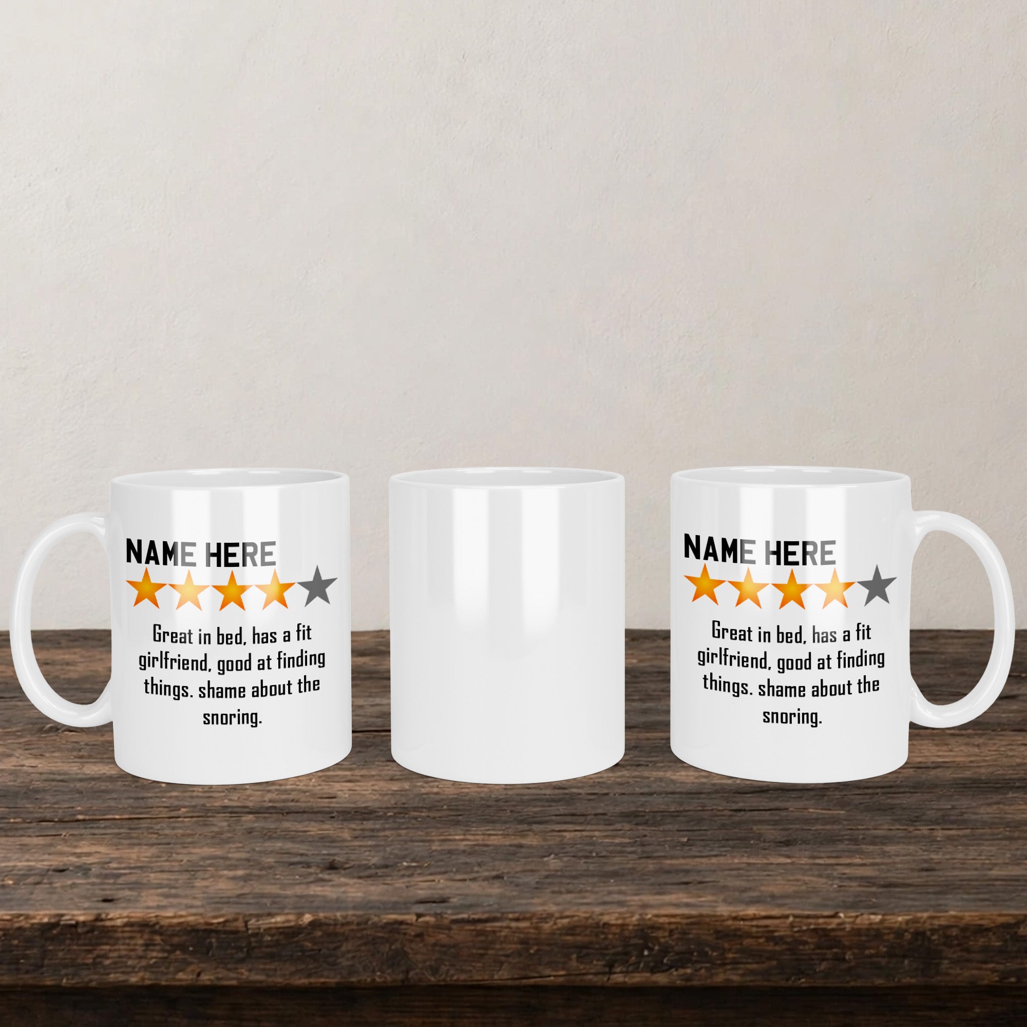 Great In Bed Girlfriend Mug back view - white ceramic printed mug by Perrys Prints