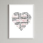 Mother Heart Words Wall Art Print