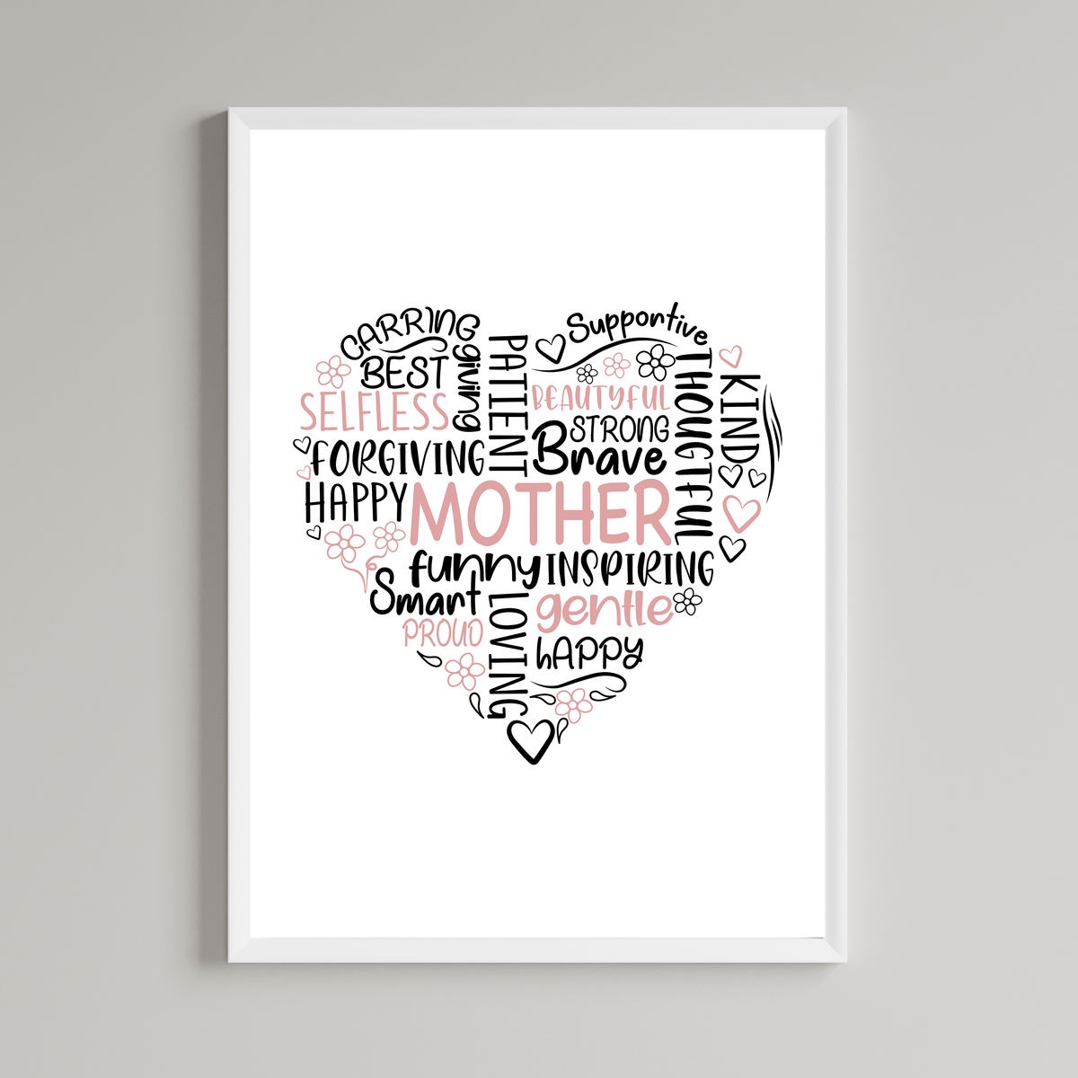 Mother Heart Words Wall Art Print