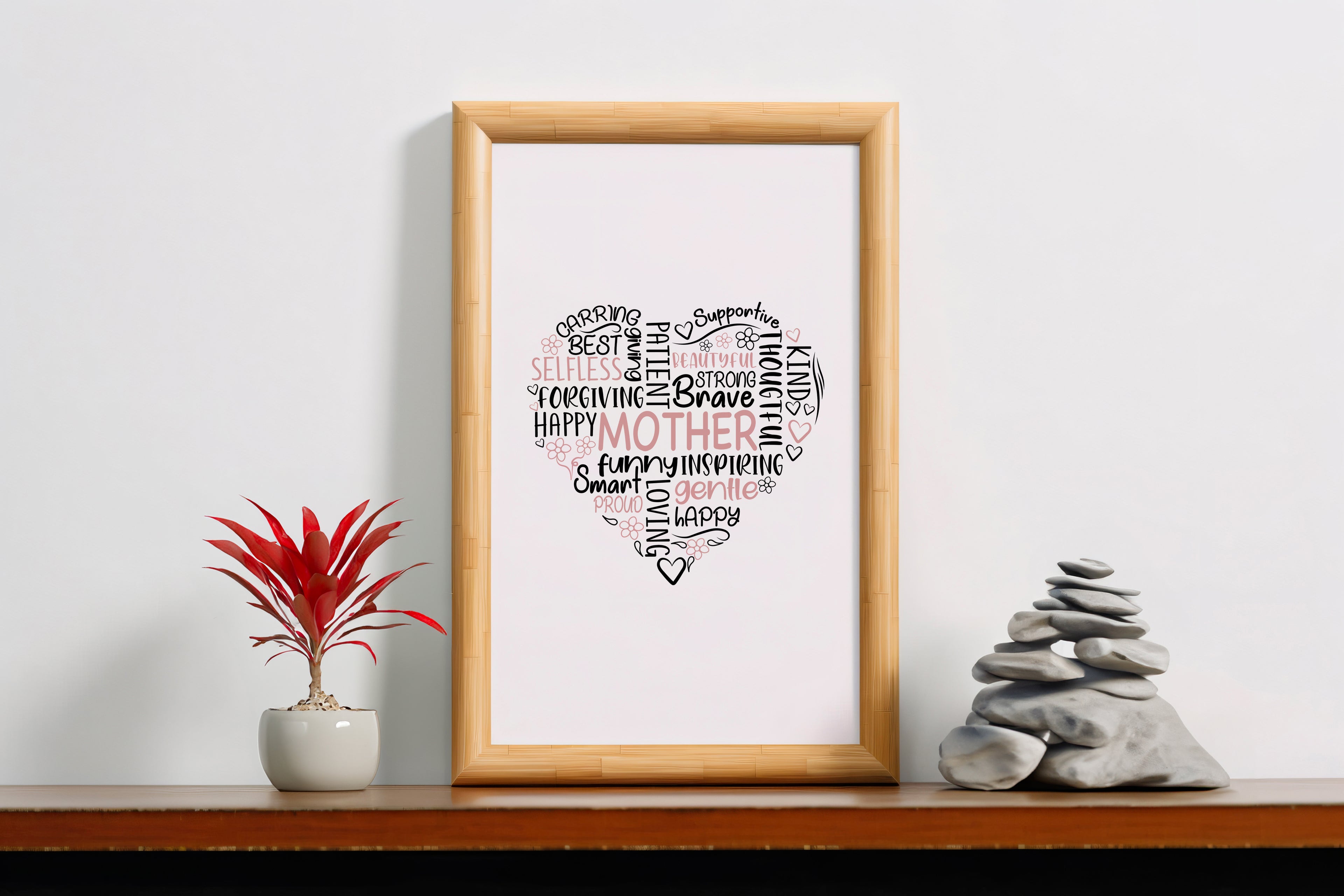 Mother Heart Words Wall Art Print
