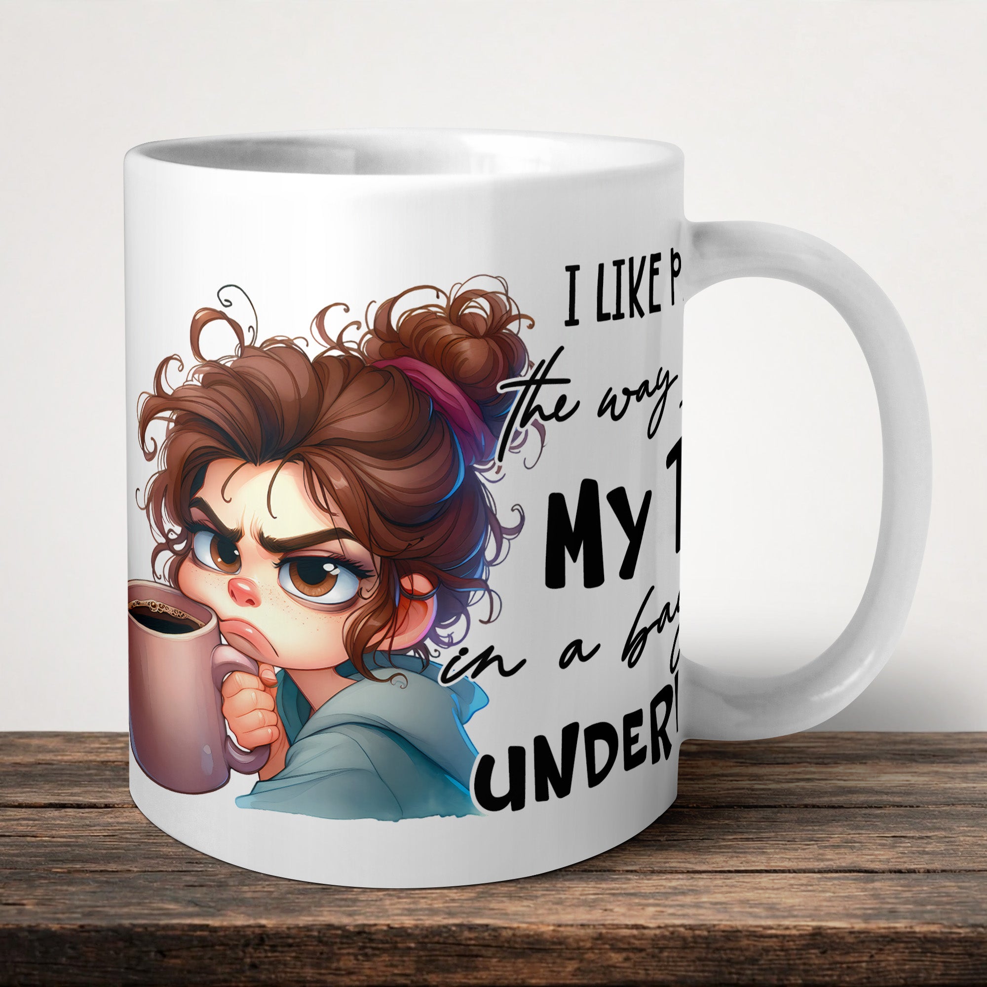 I Like People The Way I Like My Tea Mug front view - white ceramic printed mug by Perrys Prints