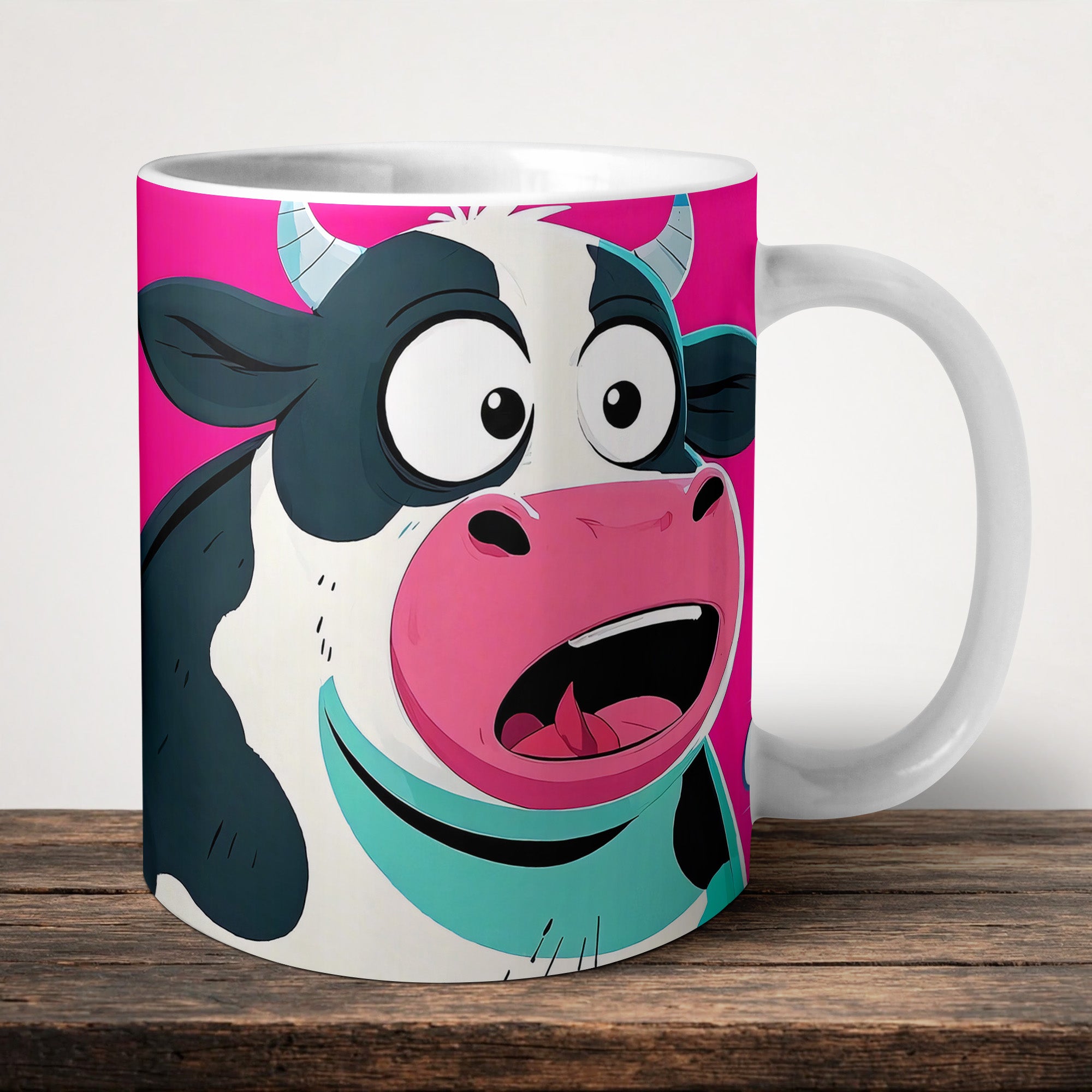 Moo Bitch Get Out The Hay Funny Mug front view - white ceramic printed mug by Perrys Prints