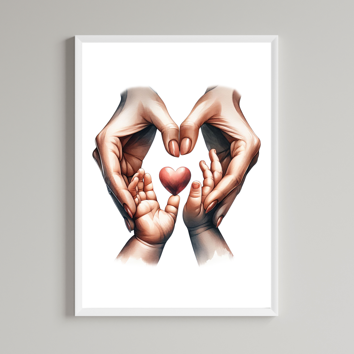 Mother And Baby Heart Print