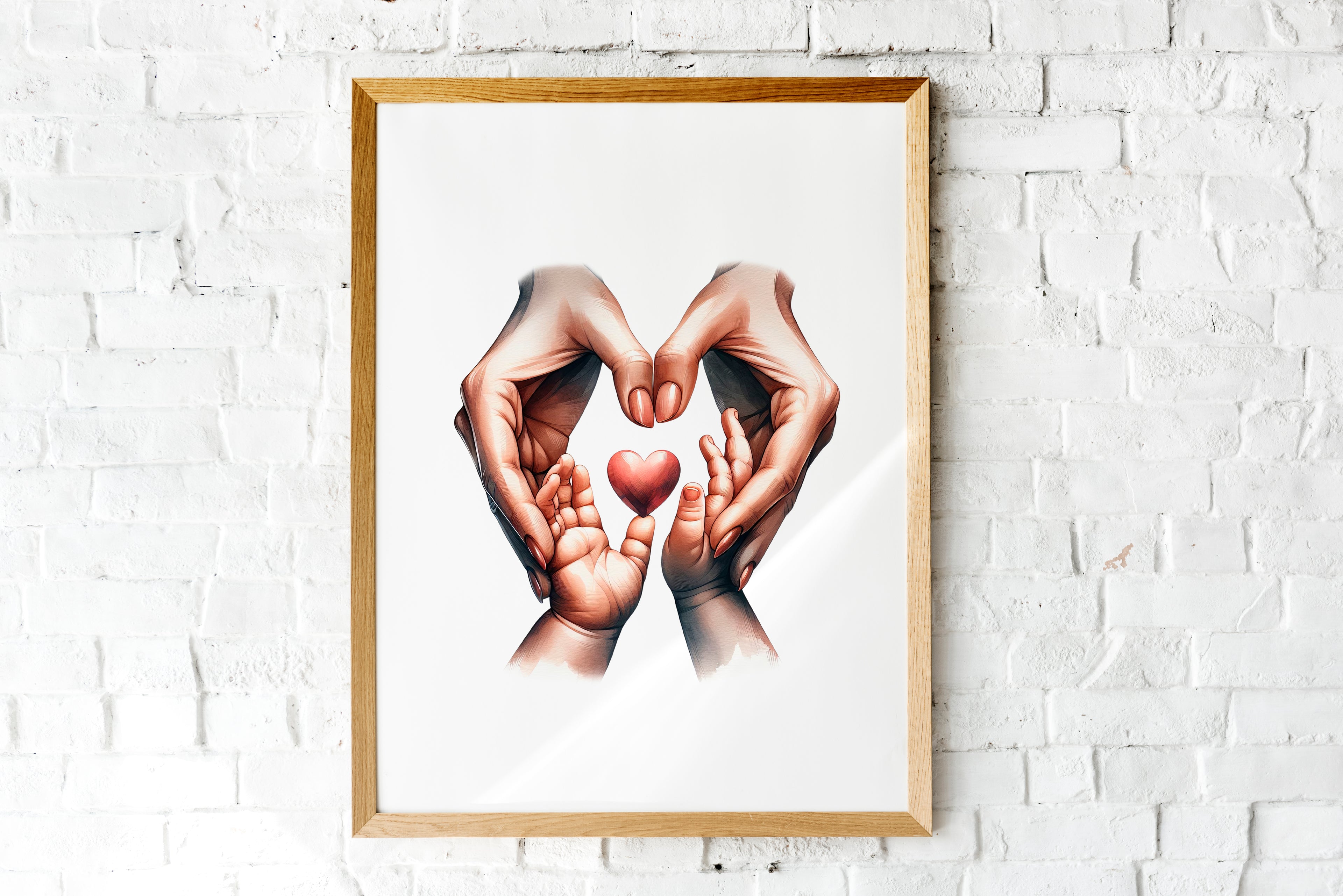 Mother And Baby Heart Print