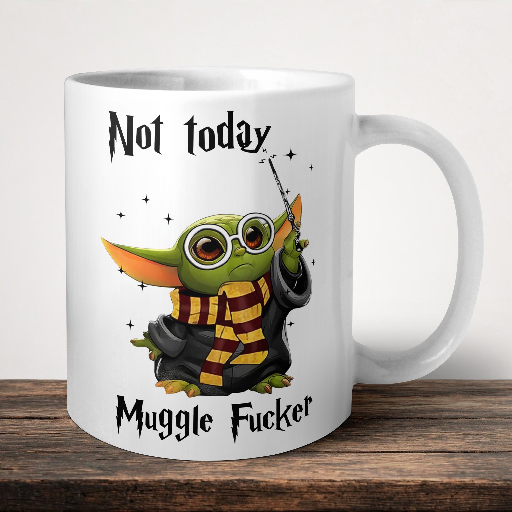 Not Today Muggle Fucker Mug front view - white ceramic printed mug by Perrys Prints