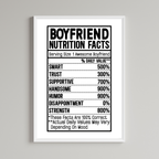 Nutrition Boyfriend Facts Wall Art Print