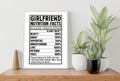 Nutrition Girlfriend Facts Wall Art Print