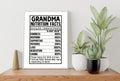 Nutrition Grandma Facts Wall Art Print