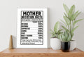 Nutrition Mother Facts Wall Art Print