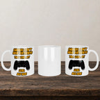 Gamers Don't Have Birthdays They Level Up Playstation Mug back view - white ceramic printed mug by Perrys Prints