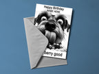 This Is Berry Good Dog Personalised Birthday Card back view - funny greeting card by Perrys Prints