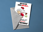 With Old Age Comes New Skills Birthday Card back view - funny greeting card by Perrys Prints