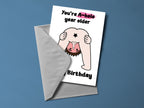 You're A-hole Year Older Birthday Card back view - funny greeting card by Perrys Prints
